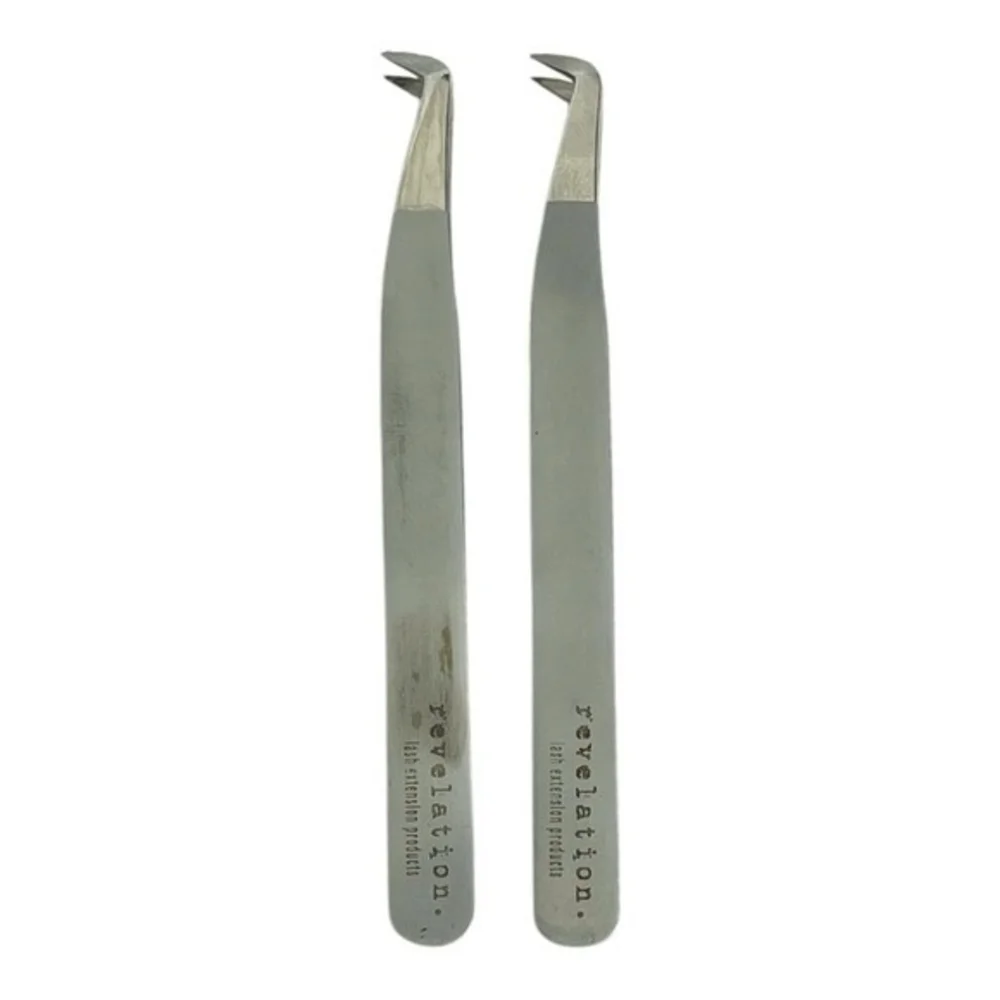 Lot of 2 Revelation High Precision Lash Extension Tweezers Stainless Steel